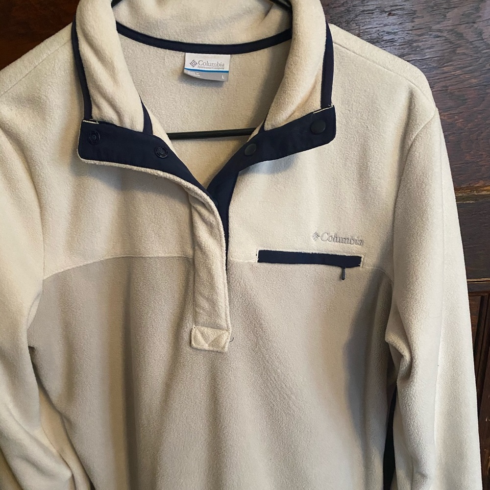 Columbia fleece pull over snap up